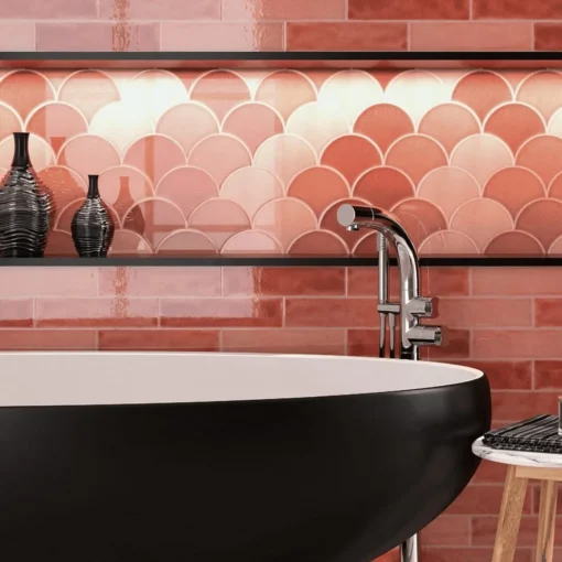escamas dynamic coral red | 0620-RED | decobeall | 155 x 170 mm | wall tile