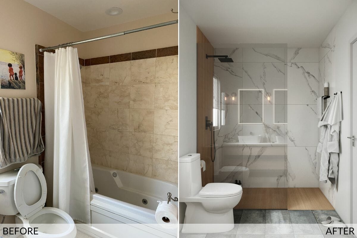 the best bathroom upgrades to increase your home’s value | Walk-In Shower before and after