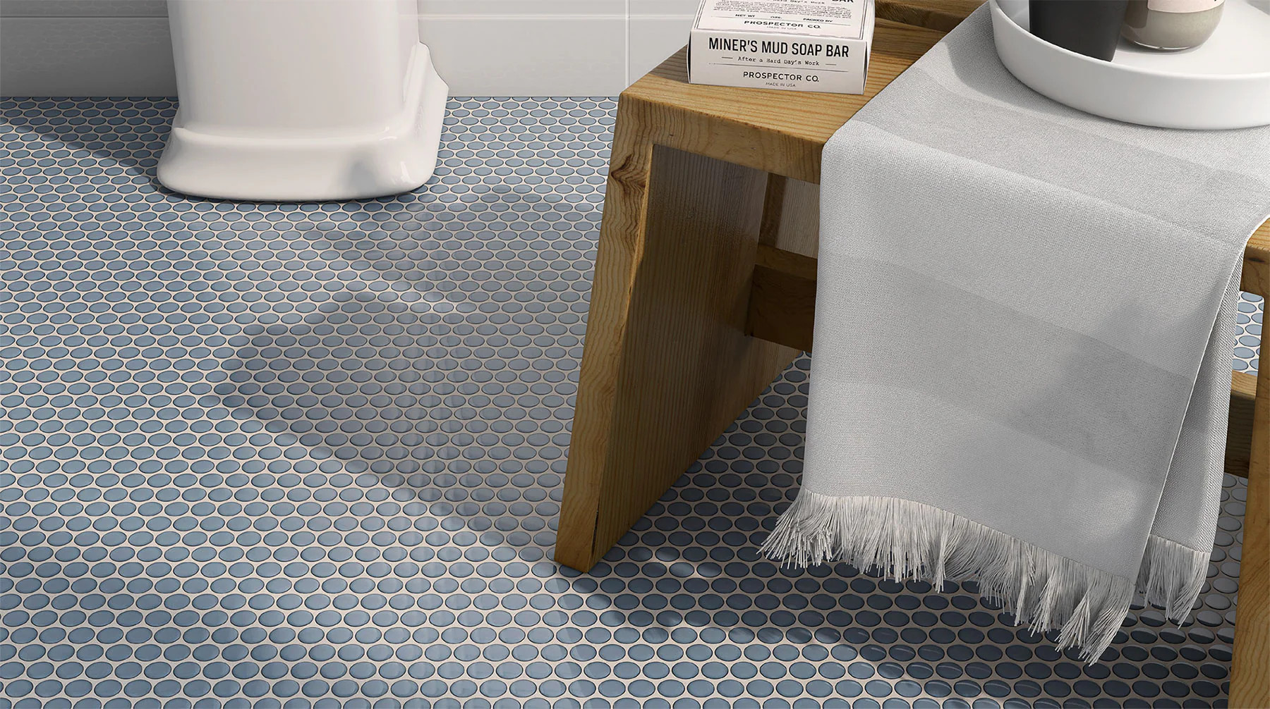 Blue mosaic tiles bathroom