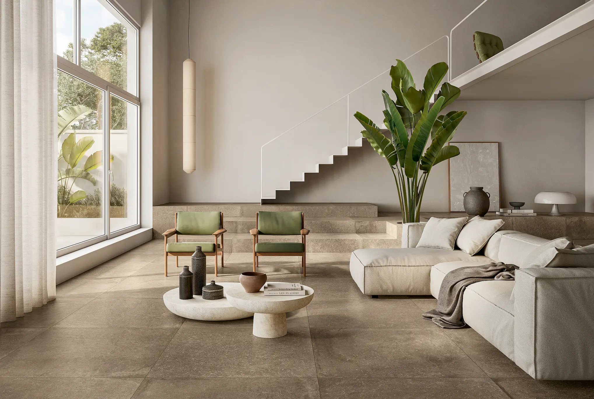 How to Create a Calm Home Using Tiles and Colour Psychology | Textured floor tiles | Concrete look floor tiles | Stone | Neutral