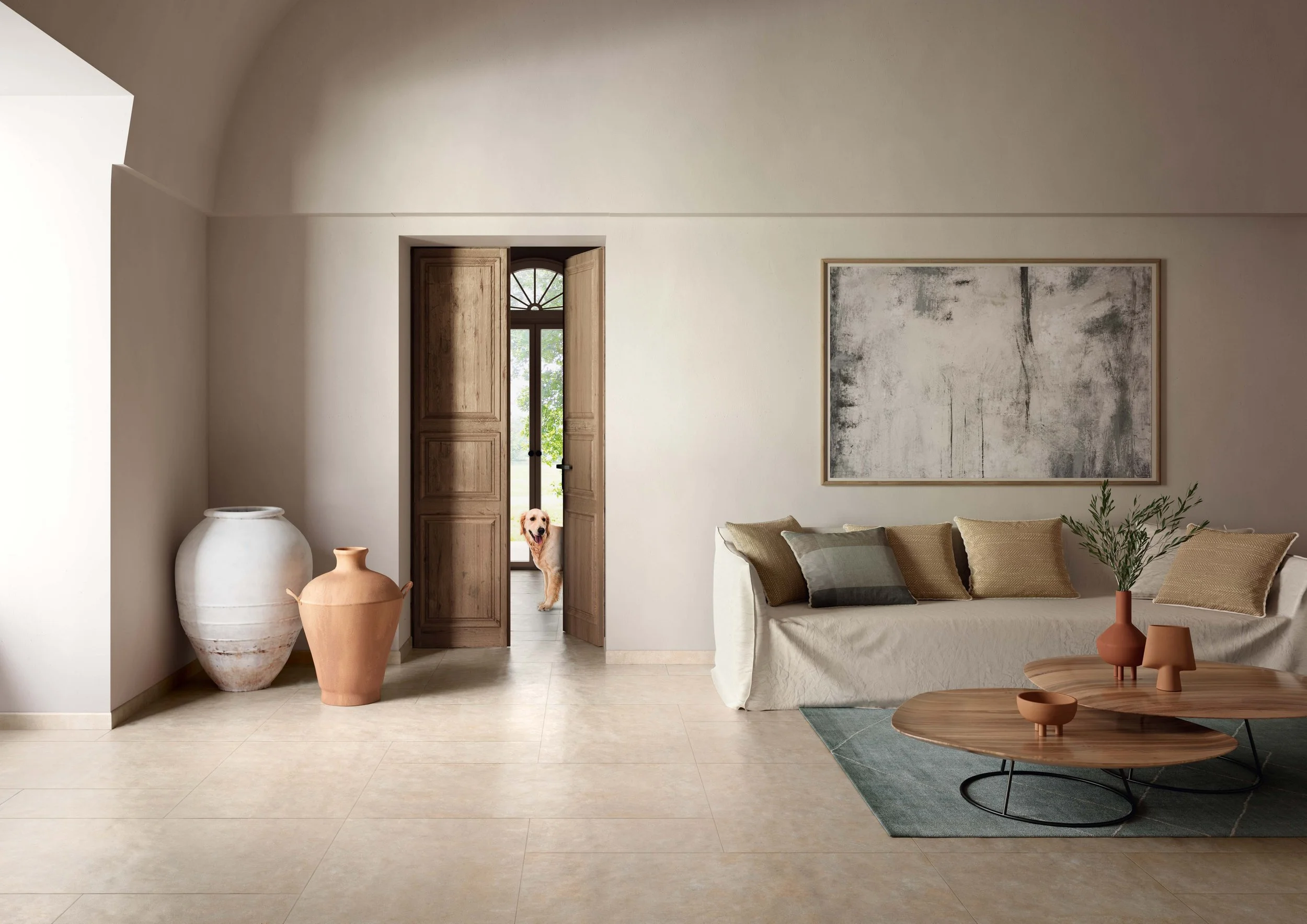 Large Format Floor Tiles Livingroom | Neutral | Minimalistic