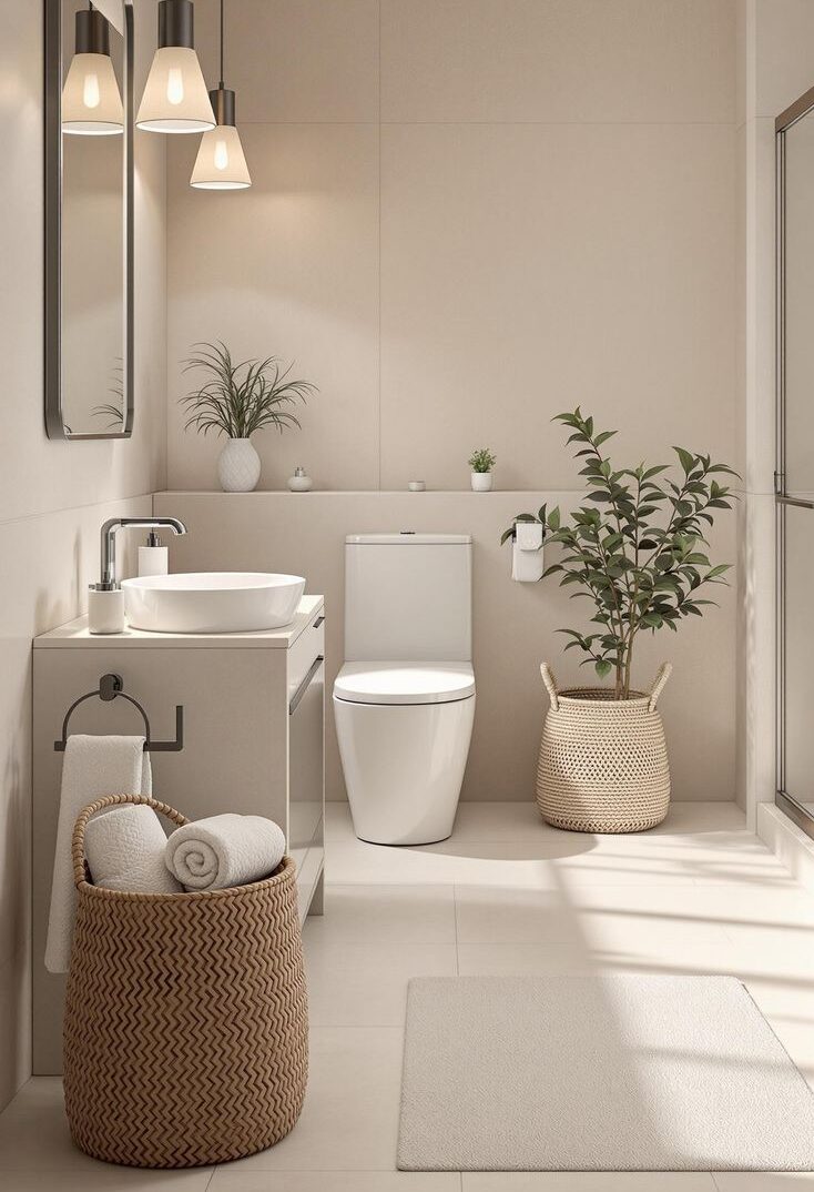 Kitchen & bathroom designs | neutral bathroom | beige | minimalistic bathroom aesthetic