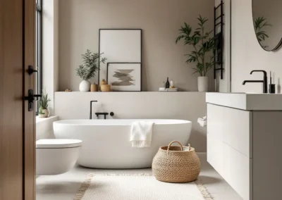 Kitchen & bathroom designs | neutral bathroom | beige | minimalistic bathroom aesthetic