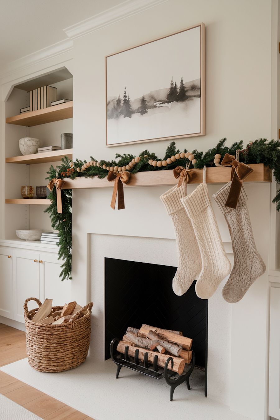 fireplace christmas decor living room festive inspiration