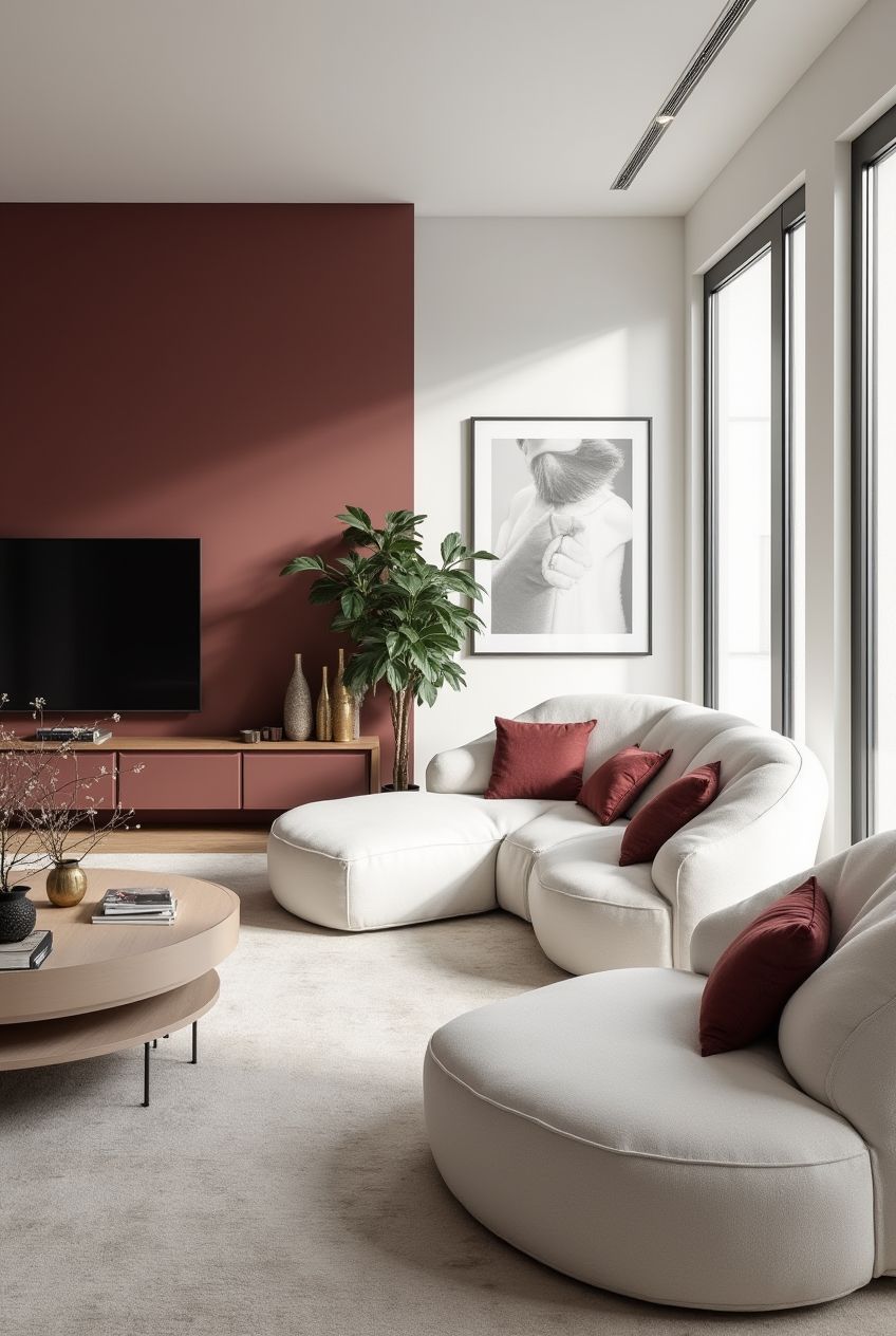 interior design with contrasting colours