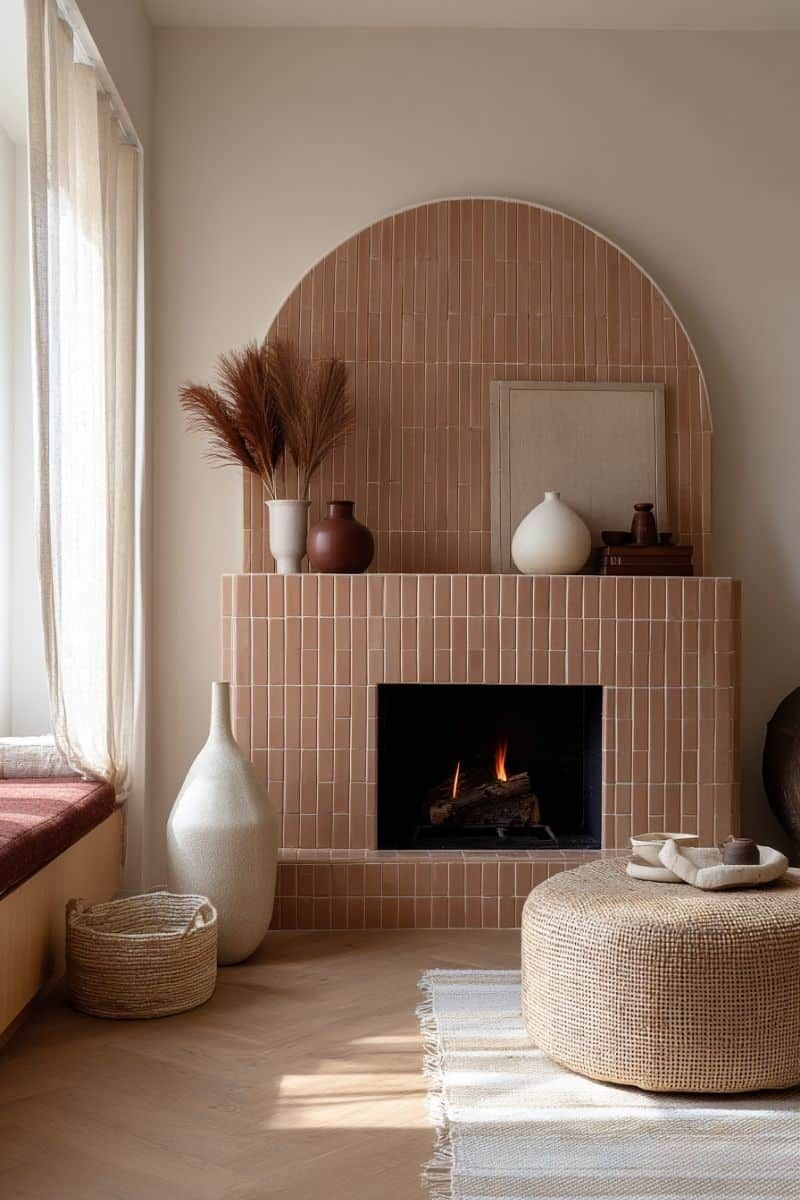 renovation inspiration for the new year | feature wall with tiles fireplace