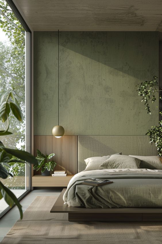 olive green interior design colour