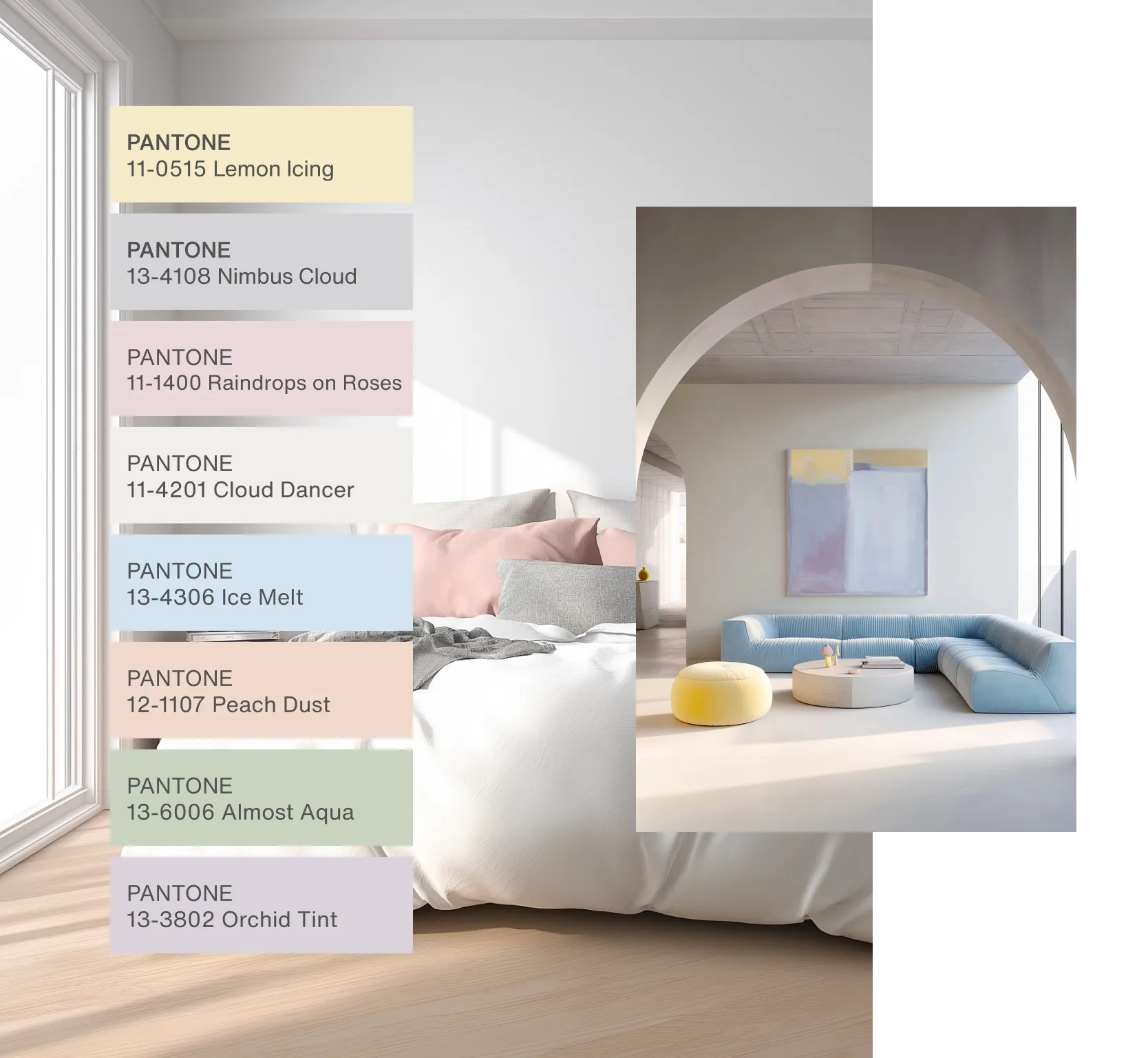 pantone colour of the year 2026 cloud dancer | colour pastels | powder pastels