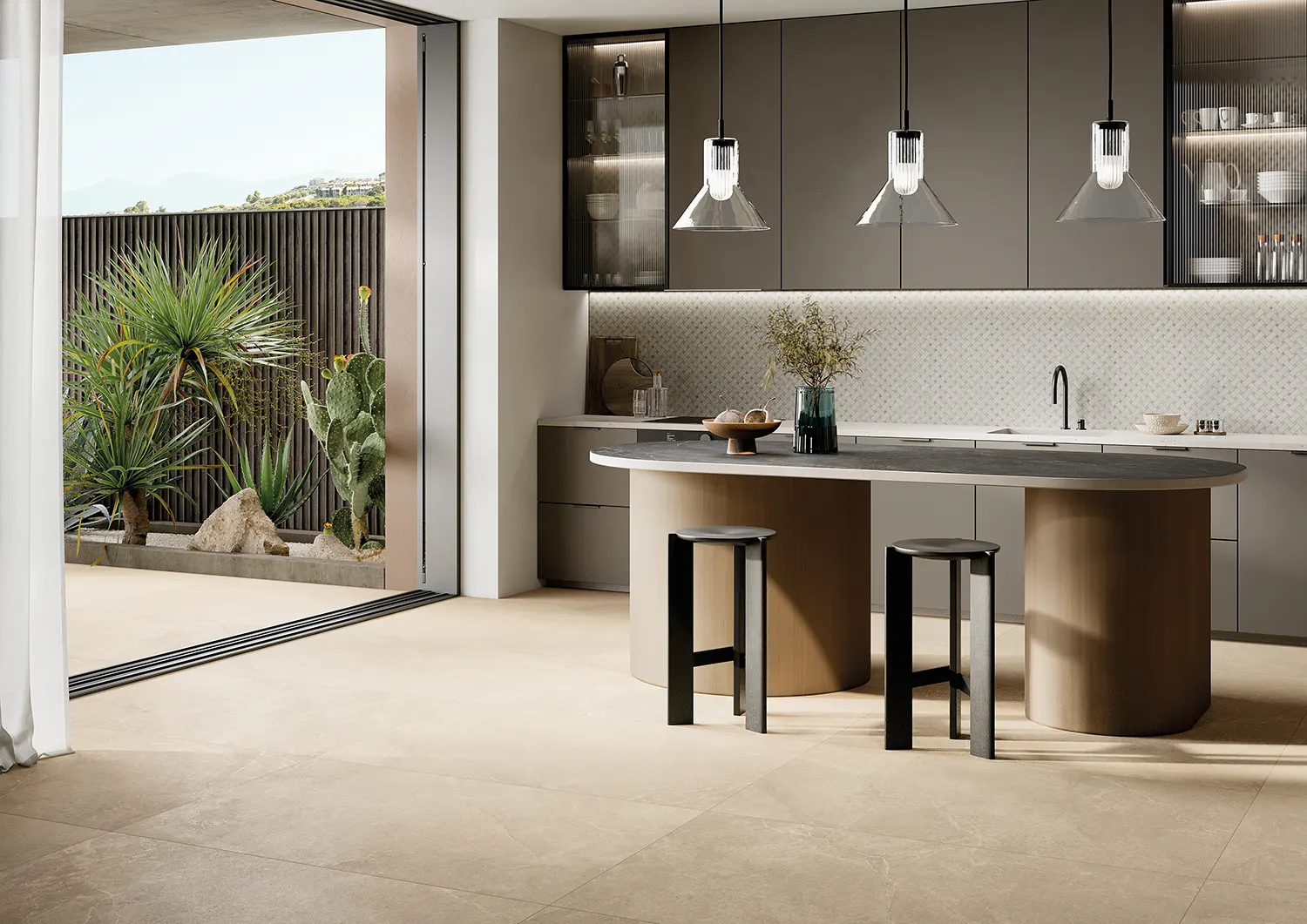 matt tiles used in residential modern kitchen