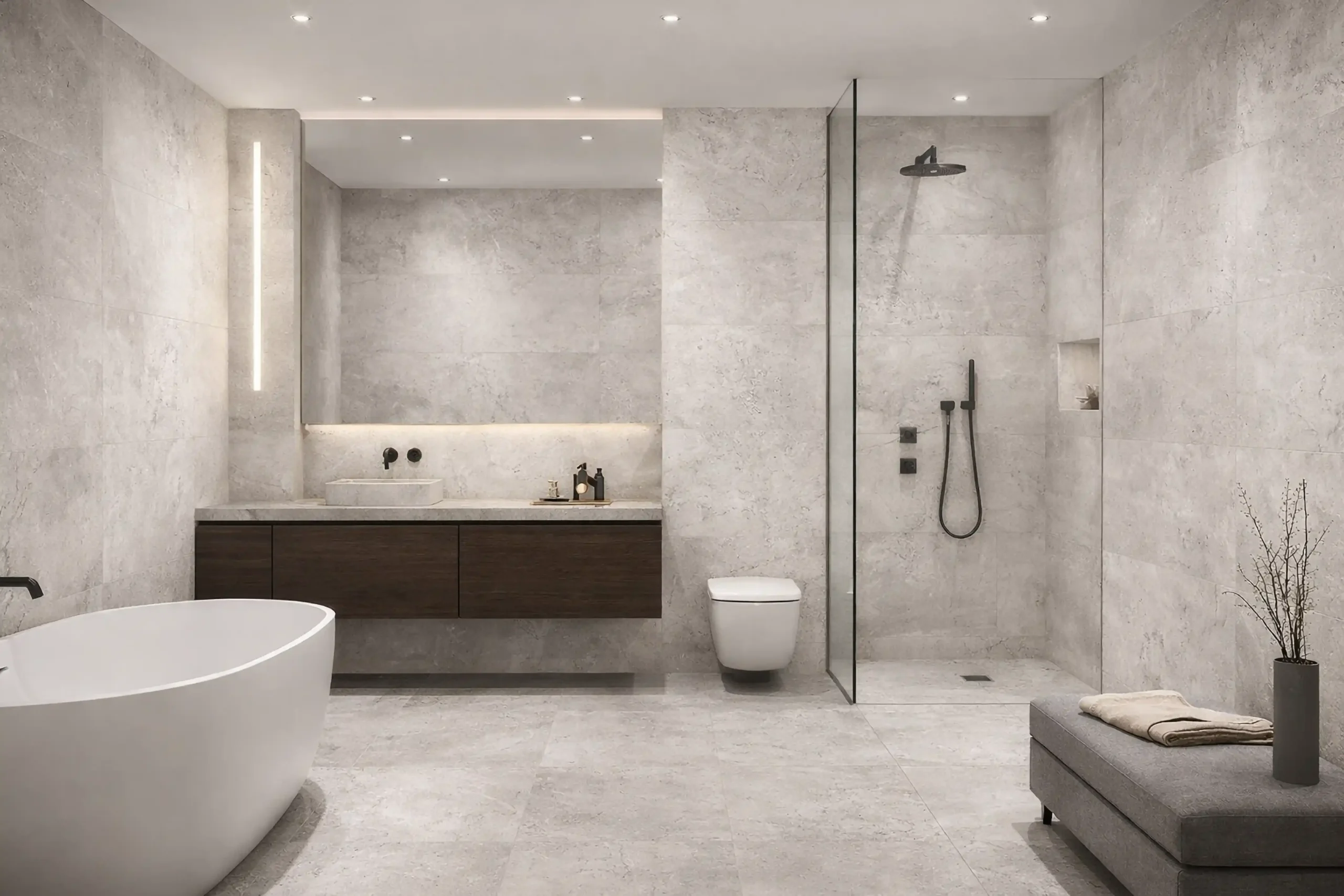 LIMESTONE GREY MATT - 800 x 1600mm lifestyle G