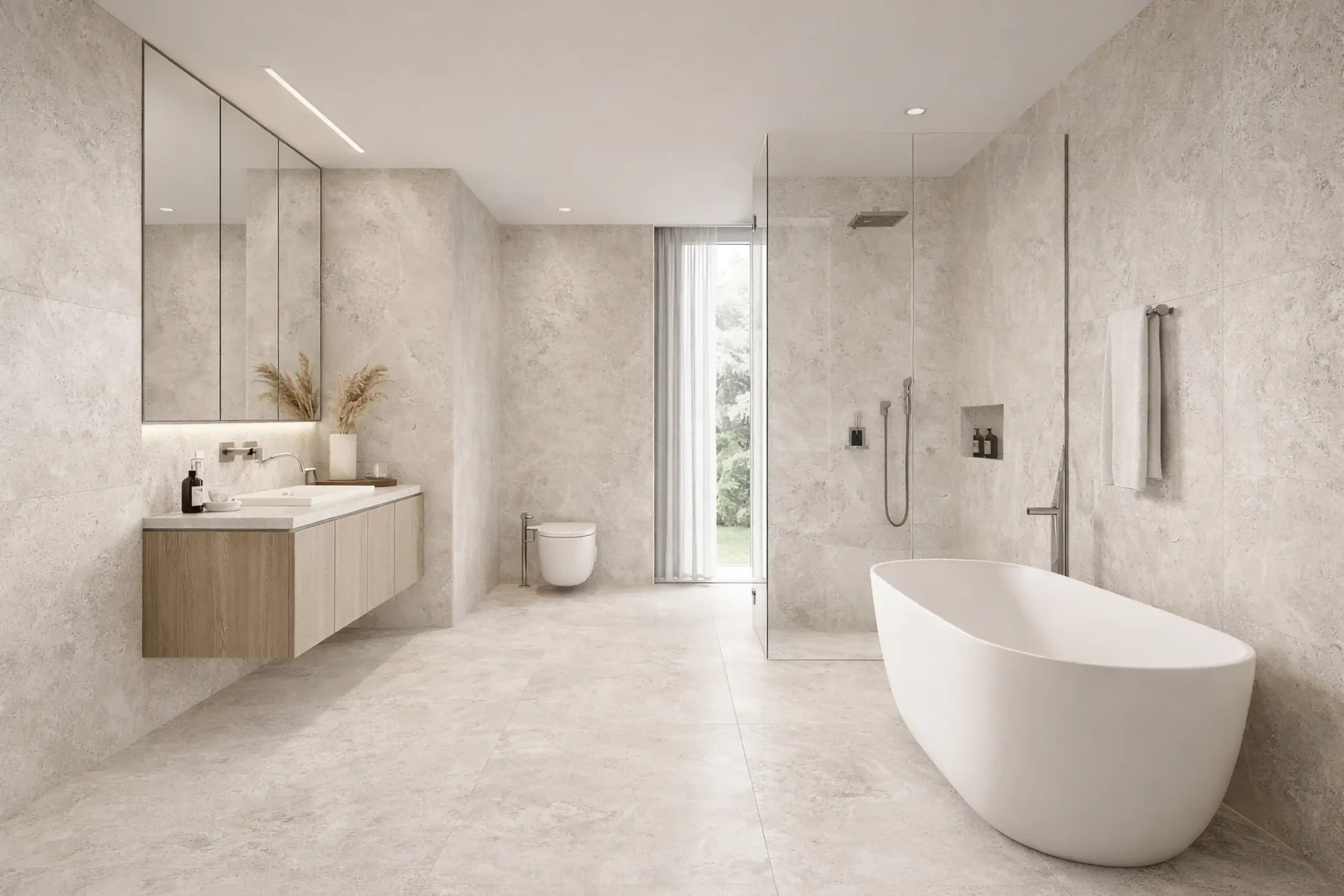 LIMESTONE GREY MATT - 800 x 1600mm lifestyle I