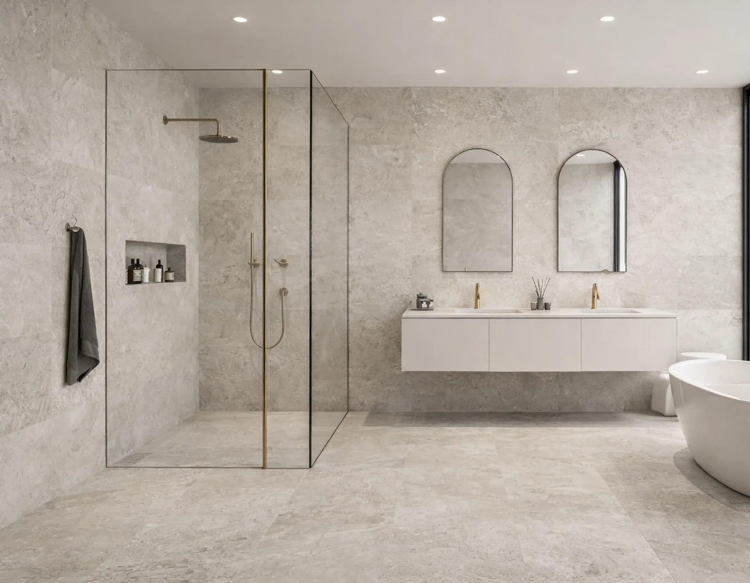 LIMESTONE GREY MATT - 800 x 1600mm lifestyle J