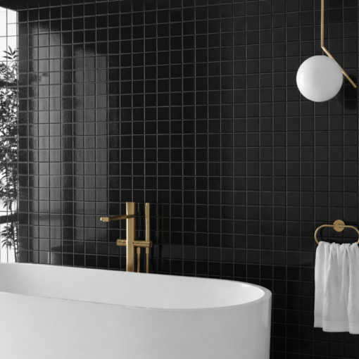 2216 black gloss mosaic wall tile 100 x100 mm